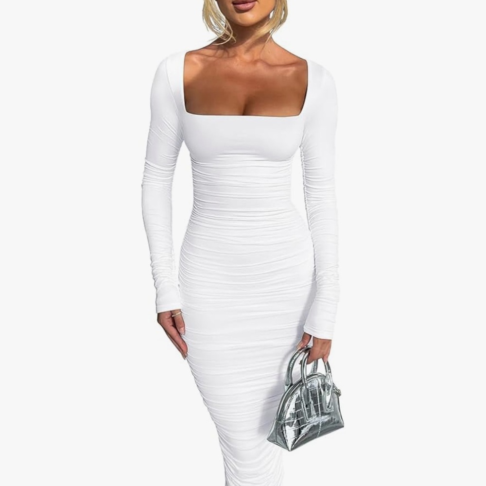 White Long Sleeve Bodycon Dress